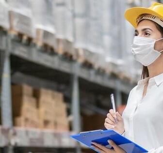 Woman in warehouse